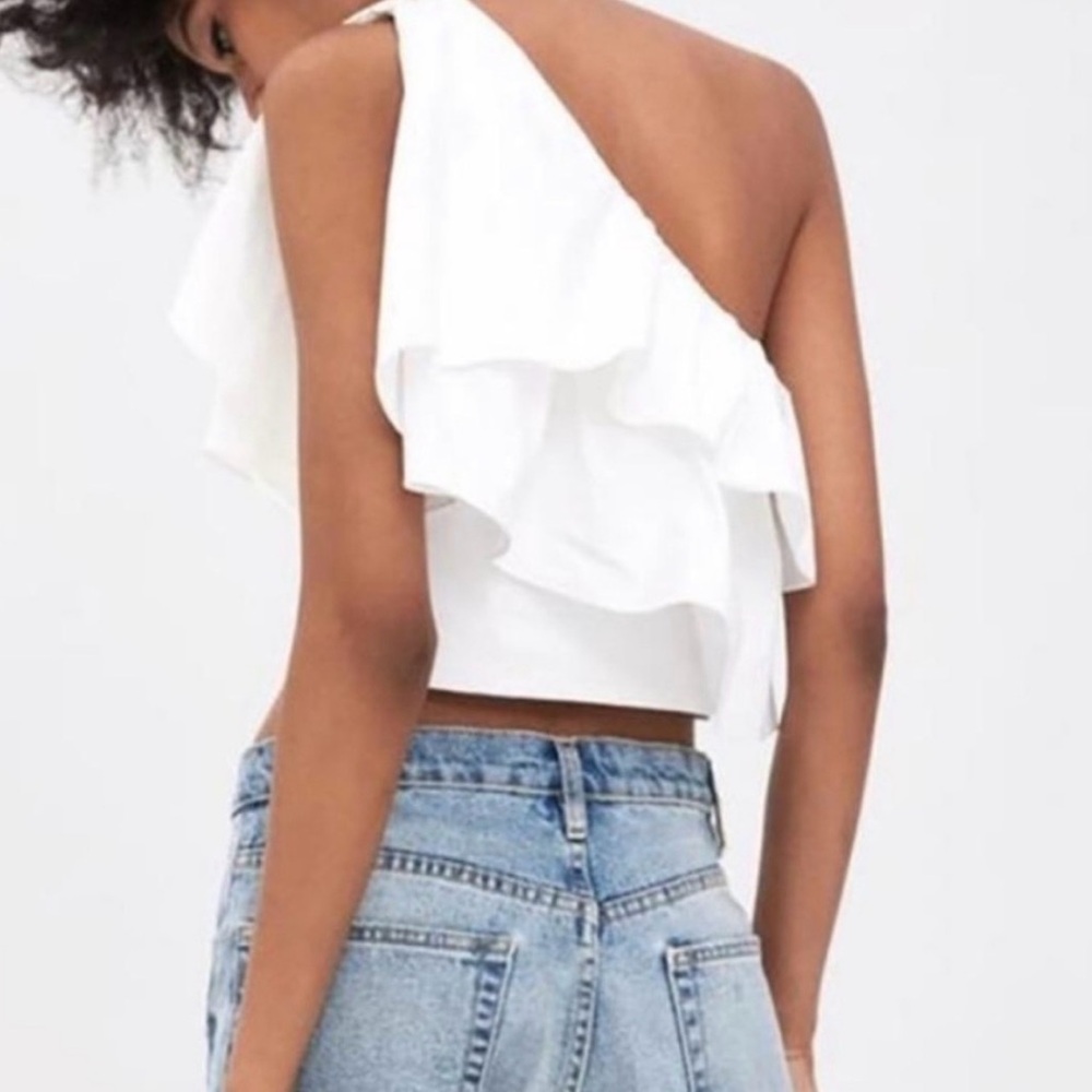ASTR One Shoulder Ruffle Crop Top - Picture 2 of 6